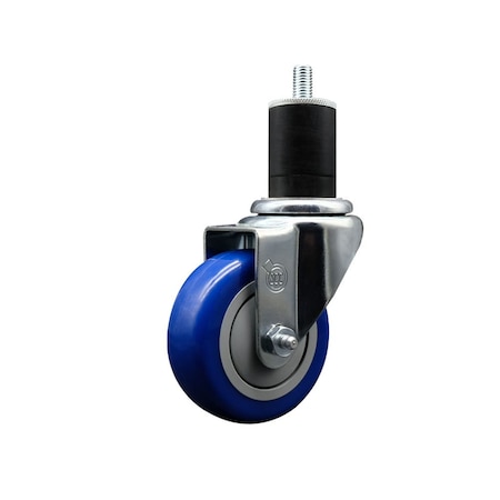 Service Caster 3.5'' Blue Poly Wheel Swivel 1-3/4'' Expanding Stem Caster SCC-EX20S3514-PPUB-BLUE-134
